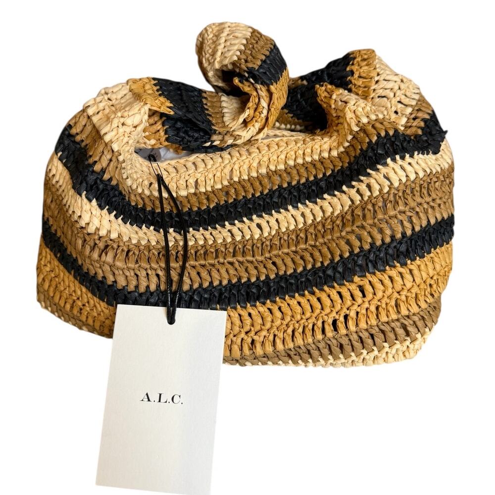 A.L.C. Raffia Striped Hobo Bag Multi Stripe